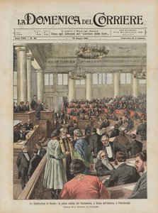A Constituição na Rússia, a primeira sessão do Parlamento, ou a Duma do Império, em Petersburgo